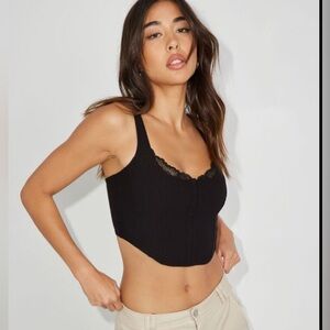 GARAGE Faye Lace Trim Black Bustier size Small